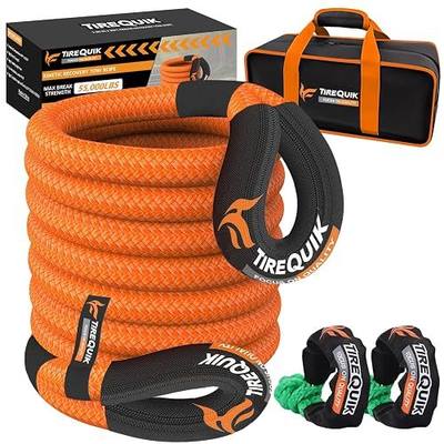 Kinetic Recovery Rope 1.26" x 30ft 55000lbs, Tow Strap with 2 Soft Shackles | Heavy Duty Tow Rope Recovery Kit, Offroad Snatch Strap,35% Elasticity Nylon66, For Truck/SUV/UTV/ATV/Tractor, Mud/Snow/Sand