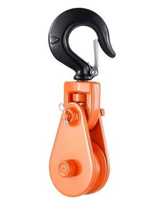 VEVOR 2 Ton Snatch Block with Swivel Hook, 3" Sheave 3/8" Inch Wire Rope, Heavy Duty Snatch Block Pulley 4400 lbs for Towing and Recovery Operations on Tow Truck Rollback Wrecker Car Hauler Winches