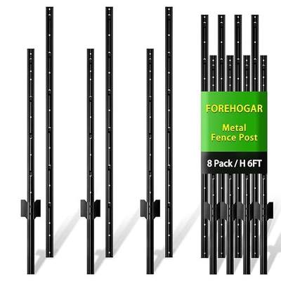 Splicing 6 ft Black Metal Fence Post, T Posts for Wire Fencing, 8-Pack | No-Dig Steel Stakes T-Posts for Wire Mesh, Welded Garden Fence Roll, Chicken /Dog Fencing, Temporary Outdoor Sign