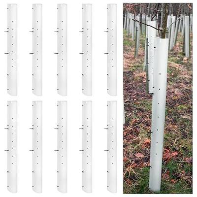 Pushglossy 10 Pack 48 Inch Tree Seedling Sapling Grow Tubes Standard Vented Seedling Protectors Split Tree Grow Protector with Releasable Zip Tie Plant Shelter for Cuttings Outdoor (White)