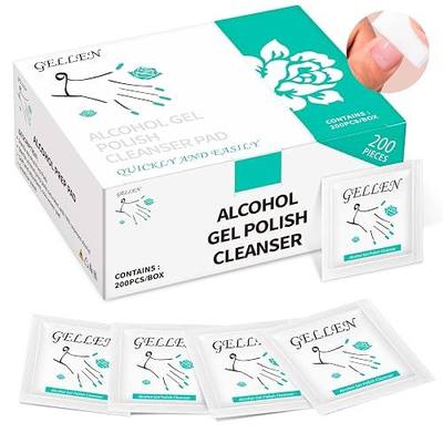 GELLEN Nail Cleanser Pads, 200 Pack Alcohol Prep Pads Individually Wrapped | Nail Cleanser Wipes Remove Tacky Residue, Lint-free Glossy Wipes for Acrylic/Builder/Gel Polish Travel for Perfect Manicure