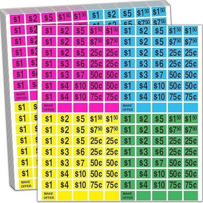2240 Pcs Garage Sale Stickers,1/2" X 3/4" Pre-Printed Yard Sale Tag Sticker | YSHIHE Removable Rectangle Price Labels Bright Neon Colors Tag Label for Marketing Supplies Garage Sale