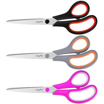 3-Pack 8.5" Ultra Sharp Stainless Steel Scissors - All Purpose Heavy Duty Shears for Office, Crafts, Sewing, Home - Rust Proof, Comfort Grip - Great Gift for Teacher Mom Crafter