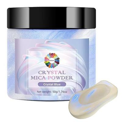 NTWJNJY Crystal Blue Mica Powder for Epoxy Resin | Natural Shimmer Mica Powder Used for Coloring Resin Artwork, car Spray Paint, Candles, soap, Lip Gloss,Nail Polish(50g/1.7oz)
