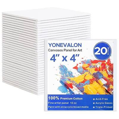 Mini Canvas for Painting 4x4 inch, 20 Pack Small Painting Canvases for Novices & Artists, Gesso Primed Acid-Free 100% Cotton, Blank Canvas Boards Panels for Oil, Watercolor, Acrylic, etc