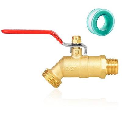 SIGURANTA 1/2" NPT × 3/4" GHT Brass Outdoor Spigot - 1/4-Turn Heavy-Duty Sillcock Hose Bibb, Patio Sillcock for Garden Hose/Car Washing, Ideal as Garden Faucet(Long Handle + Leak-Proof Tape)