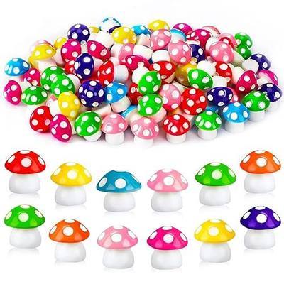 JUNEBRUSHS 120 Pcs Mini Resin Mushroom Colorful Fake Mushrooms Tiny Resin Mushroom Miniature Mushroom Figurines Mushroom Ornaments for Fairy Garden Landscape Crafts Party Favors