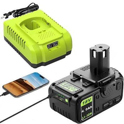 Abeden 18V 4.0Ah Replacement Battery with USB and Charger Combo for Ryobi Battery Charger,Compatible with Ryobi 18 Volt ONE+ System P102 P103 P104 P105 P107 P108 P109 P190 P122 Cordless Tools