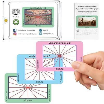 Vanishing Point Directors Viewfinder Card | Australian Designed and Made; Artist Viewfinder for Drawing and Photography; 3:2, 4:3 and 16:9