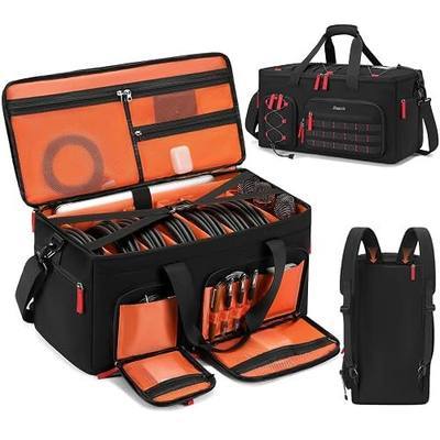 DJ Cable Gig Bag for Equipment, DJ Cable Organizer Backpack with Detachable Dividers and Padded Bottom, DJ Mixer Bag for Music Gear Accessories with 15.6'' Laptop Compartment (Black) | Laptop and Microphone Pocket, Versatile Carrying with Shoulder Strap, Durable Fabric, for Musicians and Audio Profe