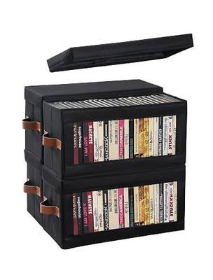 4 Packs DVD Storage Box with Visible Window, Dustproof DVD Case Holder Organizer with Lid and Handles, Holds Up to 104 Cases, CD Holder for Blu-ray & CD Storage-15.75 x 6.10 x 8.07In