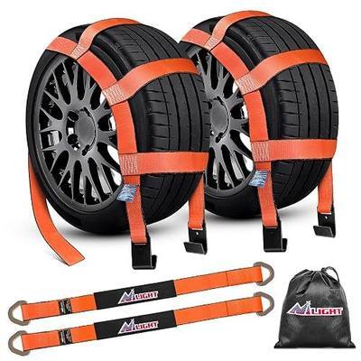 Nilight 2Pcs Tow Dolly Basket Straps with Flat Hook for 14”-19” Tires Car Heavy Duty Wheel 11128LBS Break Strength with 2 Axle for Trailer
