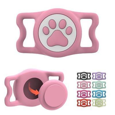 Waterproof Airtag Dog Collar Holder for Apple Air Tag, Silicone Dog Airtag Holder for Dogs & Cat Collars(Pink)