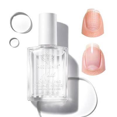 modelones Nail Strengthener and Growth, No Harsh Smell Pure Clear Nail Polish for Damaged Thin Brittle Nails Toenails Hardener, Quick Dry Ridge Filler and Concealer Effect DIY Salon 15ml