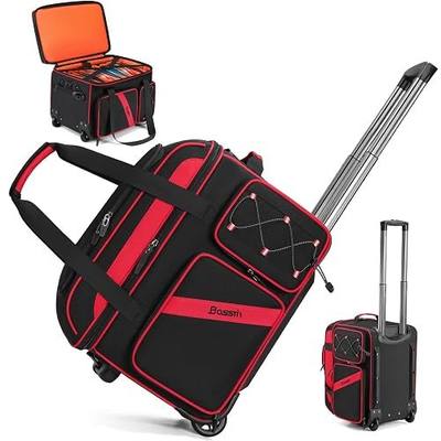 DJ Cable Bag with Wheels for Equipment,Rolling Gig Bags for Musicians | 8 Detachable Dividers, Multiple Pockets for Laptop Microphone, Durable Fabric, Versatile Carrying, for Outdoor Events Touring