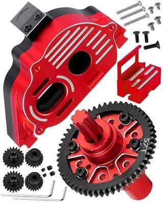 Upgrades Part for 1/8 Typhon 223S V4,1/10 Kraton/Outcast 4S V2,Senton/Vorteks 223S V4, RC Gearbox & 57T #45 Steel Spur Gear,Transimission Cover&Diff Gear Slipper Clutch w/20T 21T Pinions,Red