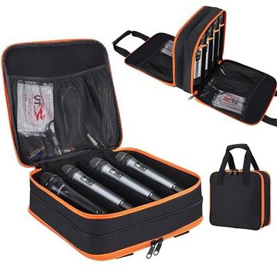 Microphone Case,Wireless Microphone Bag,Portable Storage Case,8 Slots Mic Carrying Box Bags-Travel Adjustable Foam Box,Fits Singing,Karaoke,Party(Bag Only)