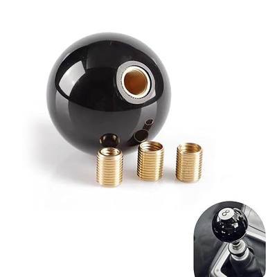 leechio Shift Knob Manual Gear, 8 Ball Billiard Round Smooth and Easy to Grip Shift Knob, Shifter Knobs Head Modification Accessories, with 3 Threaded Adapter, for Most Manual Gear Cars (Black)