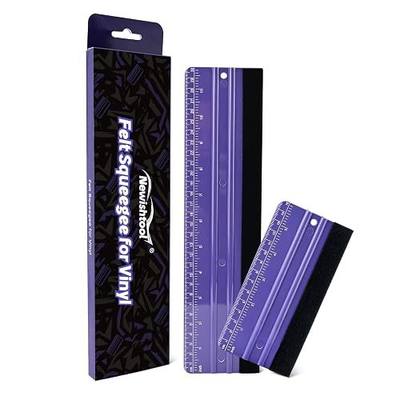 NEWISHTOOL 2 PCS Felt Squeegee for Vinyl Wrapping and Measuring with Different Length, Purple Ruler Scraper Carbon Fiber Car Wrap Application Window Tint PPF Installation Wallpaper Smoothing Tools
