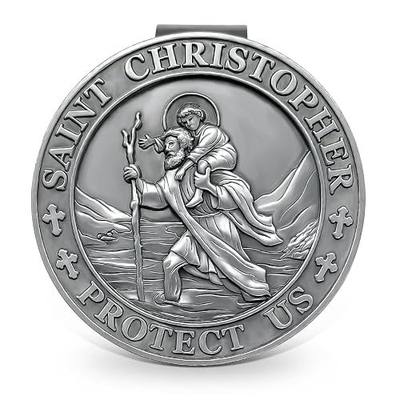 St Christopher Medal for Car, Visor Clips for Cars, Raised Lettering Saint Christopher Medal for Car Visor, Gift for Drivers, Car Travel Accessories for Long Trips Families, Friends