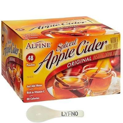 Lyfno Alpine Spiced Apple Cider Original (48 Pouches) 0.74 OZ Each - Alpine Apple Cider ( Trademark Spoon Included)