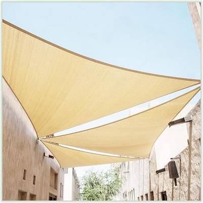 ColourTree 12' x 12' x 17' Beige Right Triangle CTAPRT12 Sun Shade Sail Canopy Mesh Fabric UV Block UPF50 - Commercial Heavy Duty & 190 GSM - 3 Years Warranty (We Make Custom Size)