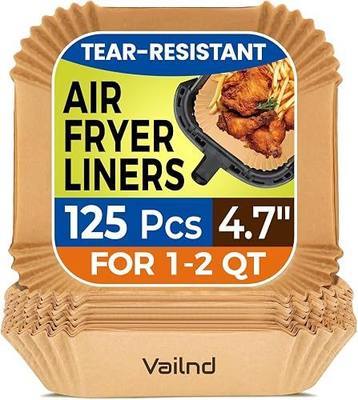 125PCS 4.7 Inch Square Air Fryer Liners Disposable for 1-2 QT | Parchment Paper, Baking Paper Sheets for Mini Small Airfryer Basket