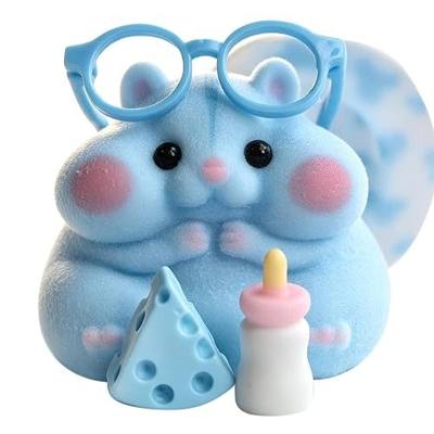 Handmade Taba Squishy Hamster Toy, Cute Squishy Stress Relief Fidget Toy | CUTE SQUEEZE Soft Non-toxic Silicone Cheese Butter Dumpling Squishy, Fuzzy Animal Sensory Toys for Kids Adults, Blue