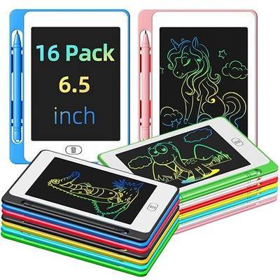 Party Favor 16 Pack LCD Writing Tablet for Kids, 6.5 Inch Colorful Doodle Board, Erasable Reusable Electronic Drawing Pads, Educational Learning Toys Birthday Gifts for Girls Boys Age 3 4 5 6 7 8