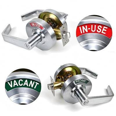 Silver Bathroom Indicator Lock Privacy Door Handle, Large Grade 2 Commercial Door Handle with Large Indicator in-USE or Vacant for Public Restrooms Hospitals, Restaurants, Offices, AirBnb