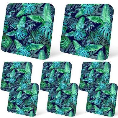 pickyNproud 8Pcs Patio Cushion Covers Stretch Outdoor Couch Cushions Slipcovers Replacement Washable Furniture Protector with Elastic Bottom Sofa Chair Seat Cover, Palm Leaves