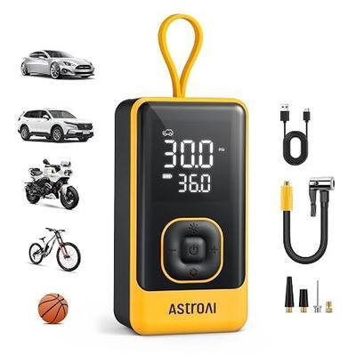 AstroAI L7 Air Tire Inflator Portable Air Compressor, 150PSI Electric Cordless Car Pump with Digital Gauge, Fast 1-Min Inflation, Auto Shutoff, LED Light for Car, SUV, Motorcycle & Bike Tires, Yellow