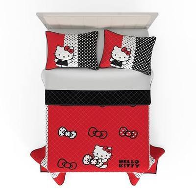 Hello Kitty Bedding Full/Queen Size Quilt Sham Set, Soft Cozy Red Polka Dot Blanket, (Officially Licensed Product) By Franco Collectibles