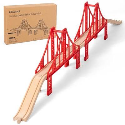 Wooden Train Track Accessories Train Railway Accessories Double Suspension Train Bridge Toy Train Set for Toddlers 3-5 Train Tracks Compatible with All Leading Brands