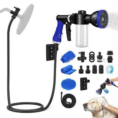 Dog Shower Attachment Water Hose Nozzle Sprayer Set | with Metal 3-Way Diverter & 6.6 Ft Long Hose, Tub Faucet for Shower Arm Easy Faucet Pup Pet Bathing Sprayer Washer Kit