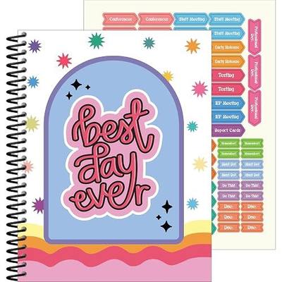 Carson Dellosa Retro Remix Teacher Planner 2026-2027, Undated 8" x 11" Lesson Plan Book With Retro Stickers, Class Schedule, Weekly Calendar, Homeschool & School Supplies, Groovy Classroom Must Haves | Spiral Bound Lesson Plan Book with Stickers, Class Schedule, Weekly Calendar, Classroom Must Haves