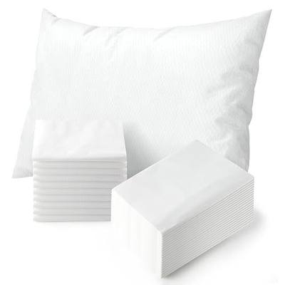 JMU 100 PCS Disposable Pillow Cases 21" x 30", Medical Pillow Covers Bulk | 1 Ply Tissue 1 Ply Poly Film, Single-Use, Medical Supplies, White