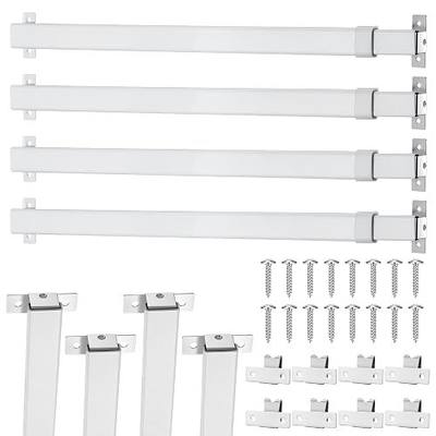 DoubleFill 4 Pcs Sidelight Curtain Rods 8" - 12" Flat Sash Rods French Door Curtain Rod White for Windows Door Sidelights Cupboard Closet