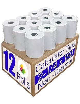 (12 Rolls)2 1/4 in x 150 ft Adding Machine Tape Paper Rolls, for HR-10RC, HR-170RC, HR-200RC, EL-1197PIII, EL-1801V, P23-DHV-3, CP-90A, MP11DX-2, 1280-2,3000Labels Direct