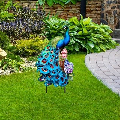 Briarwood Lane Spring Metal Art 30x13 Fancy Peacock for Spring Metal Art