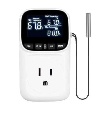 Backlit Digital Temperature Controller, Thermostat Socket Plug with Timer, Heating and Cooling Mode 110V 15A Fahrenheit