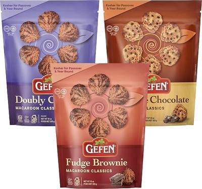 Gefen Gluten Free Macaroons, 10oz (3 Pack Variety) | Double Chocolate, Chocolate Chip, & Fudge Brownie | Resealable Bag | Dairy Free | Kosher for Passover