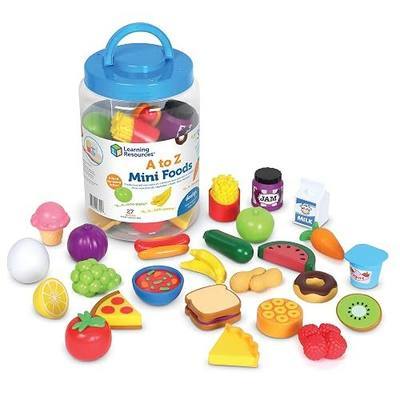 Learning Resources A to Z Mini Foods, Pretend Play Kitchen Accessories for Kids, Toddler Montessori, Fine Motor Skills, Gifts for Kids