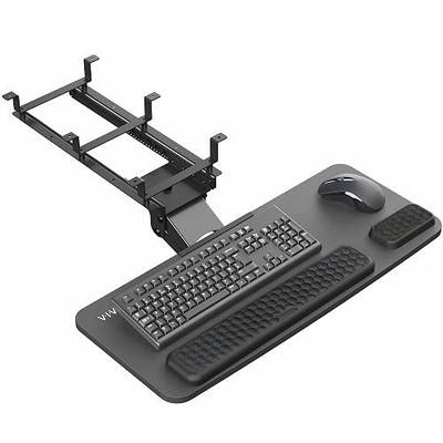 VIVO Premium Adjustable 27 x 11 inch Computer Keyboard and Mouse Platform Tray, Ergonomic Under Table Desk Mount Drawer with Padding, Black, MOUNT-KB27P-B
