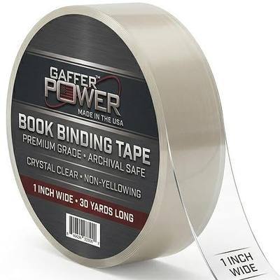 Gaffer Power Clear Book Repair Tape 1 in Wide, Acid Free, Non-Yellowing | Narrow archival tape for page mends, spines and hinges; crystal clear, safe for library, school and craft books