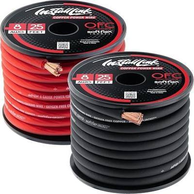 Install Link 8 Gauge Power Wire, Pure OFC Copper (25ft x 2 Spools = 50ft)
