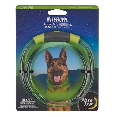 Nite Ize NiteHowl Rechargeable LED Safety Necklace - Dog Light for Dog-Walking Gear - Weather-Resistant Design - 5 Hours Runtime - Cut to Fit from 12” to 27” - Green