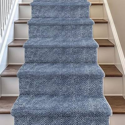 Well Woven Custom Size Hallway & Stair Runner- Harlow Pompeii Blue 27 Inches Wide x 14 Feet Long Runner (27" x 14') Runner Rug - Modern Chevron Pattern, Ultra-Soft, Easy-Clean