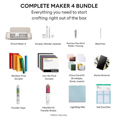 Cricut Maker 4 Card Making Bundle - Smart Cutting Machine with Card Mat, Card Inserts & Materials for Greeting Cards, Invitations & Paper Crafts