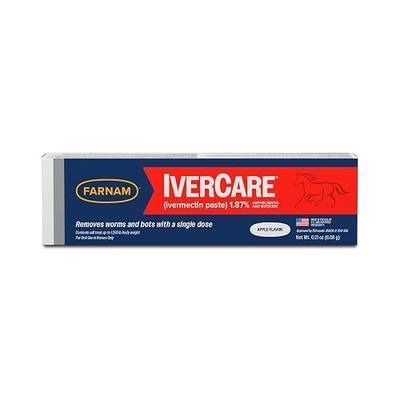 Farnam IverCare (ivermectin Paste) 1.87% for Horses, Anthelmintic and Boticide, 0.21 Ounces, Horse Dewormer, Ivermectin Apple-Flavored Paste, Up to 1,250 lbs